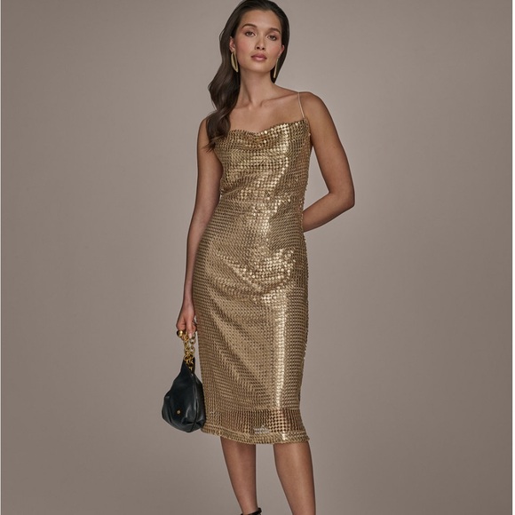 donna karan gold dress Sparkly Champagne Gold Appliques Sequined Quinceanera Dress